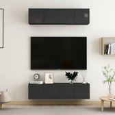 vidaXL Tv-meubelen 4 st 60x30x30 cm spaanplaat hoogglans zwart