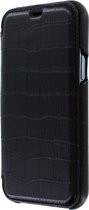 iPhone 12 Pro Max Bookcase hoesje - Graffi - Croco Zwart (Croco) - Leer