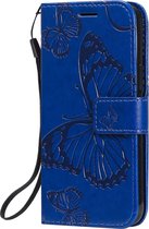 Apple iPhone 12 Mini Hoesje - Mobigear - Butterfly Serie - Kunstlederen Bookcase - Blauw - Hoesje Geschikt Voor Apple iPhone 12 Mini