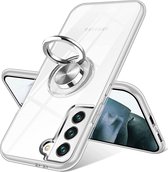Samsung S22 hoesje Luxe TPU Backcover transparant - Samsung Galaxy S22 hoesje met Ring houder / Ring vinger houder / standaard
