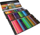 Crayons de couleur set 120 pcs | Ensemble à dessin | Ensemble artistique | Qili de qualité professionnelle avec vitrine en métal