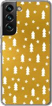 Geschikt voor Samsung Galaxy S22 hoesje - Kerstboom - Sterren - Goud - Siliconen Telefoonhoesje
