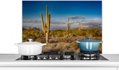 Spatscherm keuken 90x60 cm - Kookplaat achterwand Cactus bij zonsondergang in Arizona - Muurbeschermer - Spatwand fornuis - Hoogwaardig aluminium