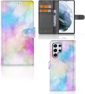 Telefoonhoesje Geschikt voor Samsung Galaxy S22 Ultra Bookcase Personaliseren Watercolor Light