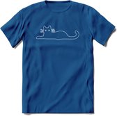 Gekke Kat - Katten T-Shirt Kleding Cadeau | Dames - Heren - Unisex | Dieren shirt | Grappig Verjaardag kado | Tshirt Met Print | - Donker Blauw - XXL