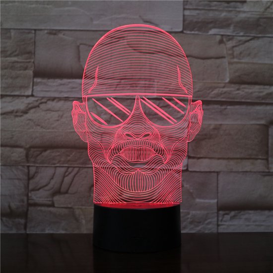 3D Led Lamp Met Gravering - RGB 7 Kleuren - Gezicht