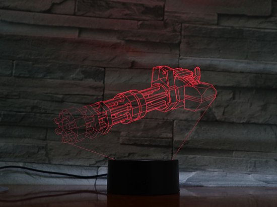 3D Led Lamp Met Gravering - RGB 7 Kleuren - Minigun