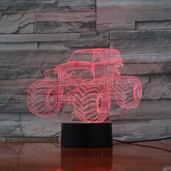 Lampe Led 3D Avec Gravure - RVB 7 Couleurs - Monster Truck | bol.com