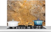 Spatscherm Keuken - Kookplaat Achterwand - Spatwand Fornuis - 100x65 cm - Metaal - Roest - Goud - Grijs - Structuur - Aluminium - Wanddecoratie - Muurbeschermer - Hittebestendig