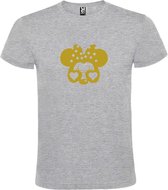 Grijs  T shirt met  "Minnie Mouse Love " print Goud size L