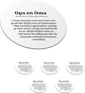 Onderzetters voor glazen - Rond - Quotes - Spreuken - 'Opa en oma' - 10x10 cm - Glasonderzetters - 6 stuks