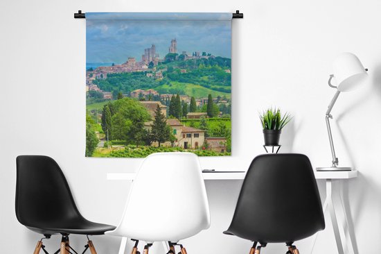 Tapisserie - Toile murale - Les collines de San Gimignano italien en Toscane - 90x90 cm - Tapisserie