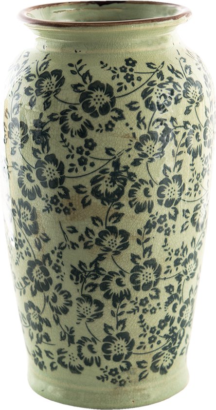 Clayre & Eef Vase Ø 16x27 cm Vert Céramique Fleurs Vase de décoration