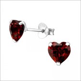 Aramat jewels ® - Oorbellen hart zirkonia 925 zilver rood 6mm