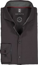 DESOTO slim fit overhemd - stretch tricot - antraciet - Strijkvrij - Boordmaat: 45/46