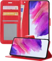 Housse Etui Book Case pour Samsung S21 FE - Housse Etui Portefeuille pour Samsung Galaxy S21 FE - Housse pour Samsung Galaxy S21 FE - Rouge