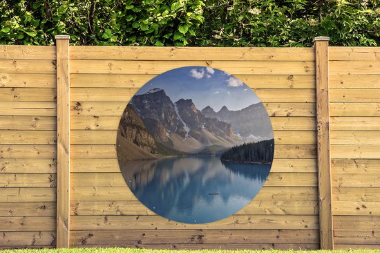 Cercle de jardin du lac Moraine près de la province de l'Alberta au Canada - 150x150 cm - Affiche ronde de jardin - Extérieur