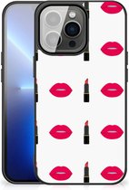 Silicone Hoesje iPhone 13 Pro Max Telefoon Hoesje met Zwarte rand Lipstick Kiss