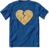 Valentijn Goud Hart T-Shirt | Grappig Valentijnsdag Cadeautje voor Hem en Haar | Dames - Heren - Unisex | Kleding Cadeau | - Donker Blauw - XL