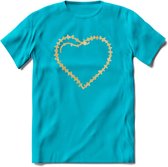 Valentijn Goud Hart T-Shirt | Grappig Valentijnsdag Cadeautje voor Hem en Haar | Dames - Heren - Unisex | Kleding Cadeau | - Blauw - XL