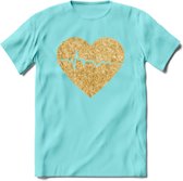 Valentijn Goud Hart T-Shirt | Grappig Valentijnsdag Cadeautje voor Hem en Haar | Dames - Heren - Unisex | Kleding Cadeau | - Licht Blauw - XXL