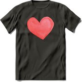 Valentijn Pastel waterverf Hart T-Shirt | Grappig Valentijnsdag Cadeautje voor Hem en Haar | Dames - Heren - Unisex | Kleding Cadeau | - Donker Grijs - M