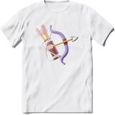 Valentijn pijl en boog Hart T-Shirt | Grappig Valentijnsdag Cadeautje voor Hem en Haar | Dames - Heren - Unisex | Kleding Cadeau | - Wit - 3XL