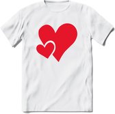 Valentijn Hart T-Shirt | Grappig Valentijnsdag Cadeautje voor Hem en Haar | Dames - Heren - Unisex | Kleding Cadeau | - Wit - XL