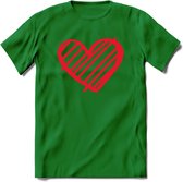 Valentijn Hart T-Shirt | Grappig Valentijnsdag Cadeautje voor Hem en Haar | Dames - Heren - Unisex | Kleding Cadeau | - Donker Groen - XL