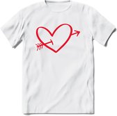Valentijn Hart T-Shirt | Grappig Valentijnsdag Cadeautje voor Hem en Haar | Dames - Heren - Unisex | Kleding Cadeau | - Wit - S