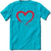 Valentijn Hart T-Shirt | Grappig Valentijnsdag Cadeautje voor Hem en Haar | Dames - Heren - Unisex | Kleding Cadeau | - Blauw - XXL