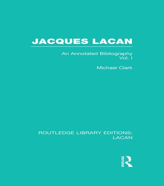 Jacques Lacan (Volume I) (Rle - cover