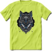 Vos - Dieren Mandala T-Shirt | Blauw | Grappig Verjaardag Zentangle Dierenkop Cadeau Shirt | Dames - Heren - Unisex | Wildlife Tshirt Kleding Kado | - Groen - XXL