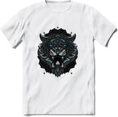 Tijger - Dieren Mandala T-Shirt | Lichtblauw | Grappig Verjaardag Zentangle Dierenkop Cadeau Shirt | Dames - Heren - Unisex | Wildlife Tshirt Kleding Kado | - Wit - XXL