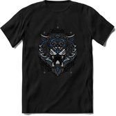 Tijger - Dieren Mandala T-Shirt | Blauw | Grappig Verjaardag Zentangle Dierenkop Cadeau Shirt | Dames - Heren - Unisex | Wildlife Tshirt Kleding Kado | - Zwart - XXL