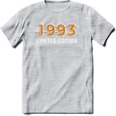 1993 Limited Edition T-Shirt | Goud - Zilver | Grappig Verjaardag en Feest Cadeau Shirt | Dames - Heren - Unisex | Tshirt Kleding Kado | - Licht Grijs - Gemaleerd - M