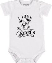 Baby Rompertje met tekst 'Boxer' | Korte mouw l | wit zwart | maat 62/68 | cadeau | Kraamcadeau | Kraamkado