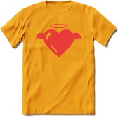 Valentijn Hart T-Shirt | Grappig Valentijnsdag Cadeautje voor Hem en Haar | Dames - Heren - Unisex | Kleding Cadeau | - Geel - XXL