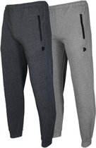 2- Pack Donnay Joggingbroek met elastiek - Sportbroek - Heren - Maat XXL - Charcoal-marl/Silver-marl