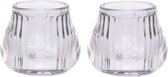 2x stuks glazen theelichthouder / waxinelichthouder grijs rond 8 cm - Kaarsenhouder