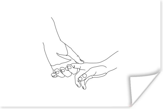 Affiche Mains - Amour - Dessin au Line - 90x60 cm