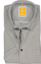 Redmond modern fit overhemd - korte mouw - poplin dessin - groen met wit - Strijkvriendelijk - Boordmaat: 43/44