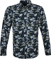 Casa Moda - Organic Overhemd Bloemen Donkerblauw - L - Heren - Regular-fit