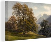 Canvas Schilderij Wooded landscape - schilderij van Paul Weber - 90x60 cm - Wanddecoratie