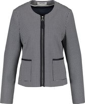 GERRY WEBER Dames Blazer met blokmotief Blau/Ecru/Weiss Gemuster-46