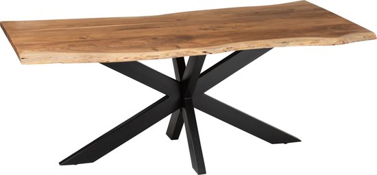 Eettafel | hout | zwart - naturel | 200x90x (h)76 cm