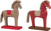 J-Line Paard Staand Textiel Jute/Rood Assortiment Van 2