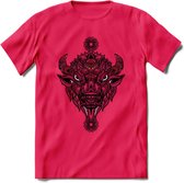 Bizon - Dieren Mandala T-Shirt | Rood | Grappig Verjaardag Zentangle Dierenkop Cadeau Shirt | Dames - Heren - Unisex | Wildlife Tshirt Kleding Kado | - Roze - XL