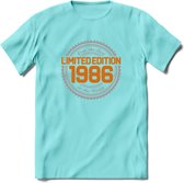 1986 Limited Edition Ring T-Shirt | Zilver - Goud | Grappig Verjaardag en Feest Cadeau Shirt | Dames - Heren - Unisex | Tshirt Kleding Kado | - Licht Blauw - XXL