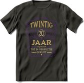 20 Jaar Legendarisch Gerijpt T-Shirt | Paars - Ivoor | Grappig Verjaardag en Feest Cadeau Shirt | Dames - Heren - Unisex | Tshirt Kleding Kado | - Donker Grijs - L